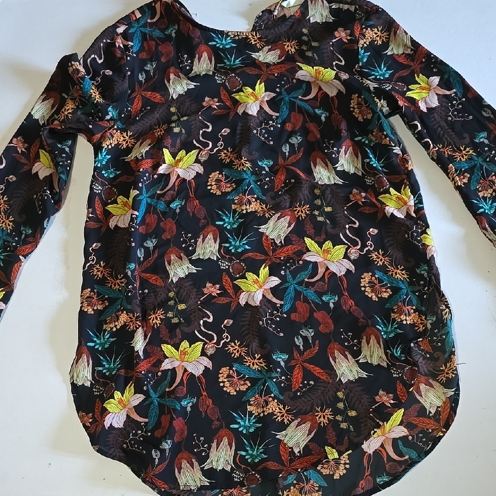 H&M Black Multicolored Floral Blouse